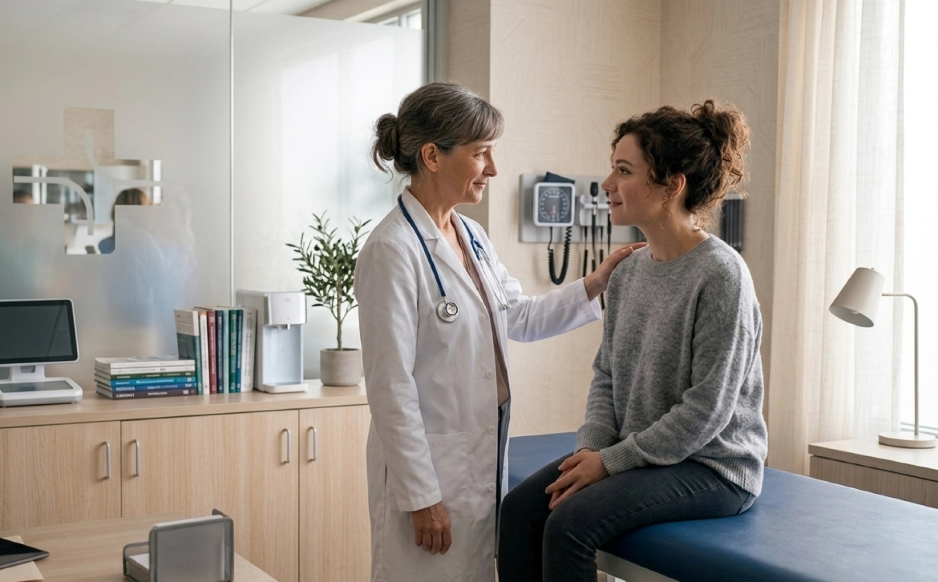 Doctora atendiendo a una paciente