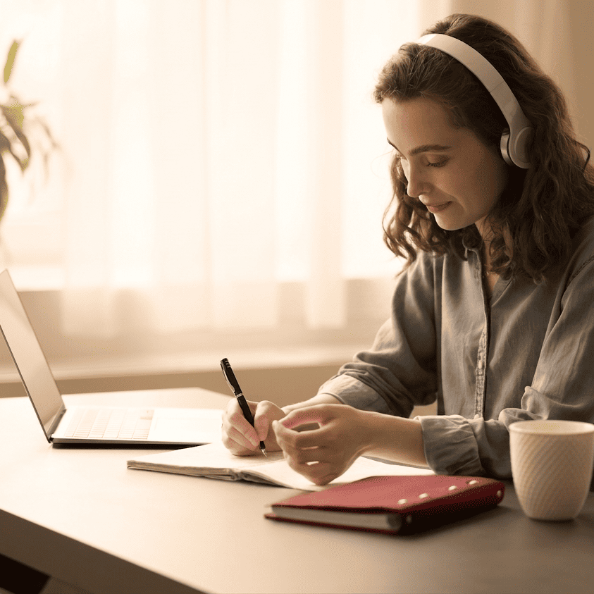 Clase online de bienestar desde una computadora